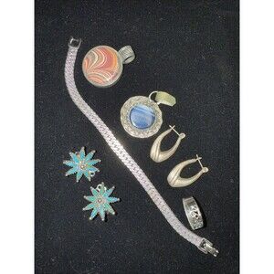 SILVER 925 Pendants Stones Rocks MONET Bracelet Earrings